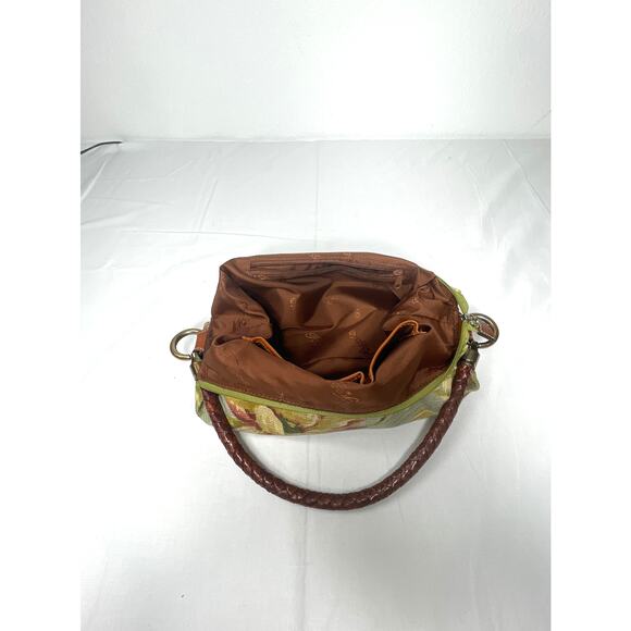 Vintage Fossil Floral Tapestry Shoulder Bag with Braided Leather Strap - Picture 5 of 6